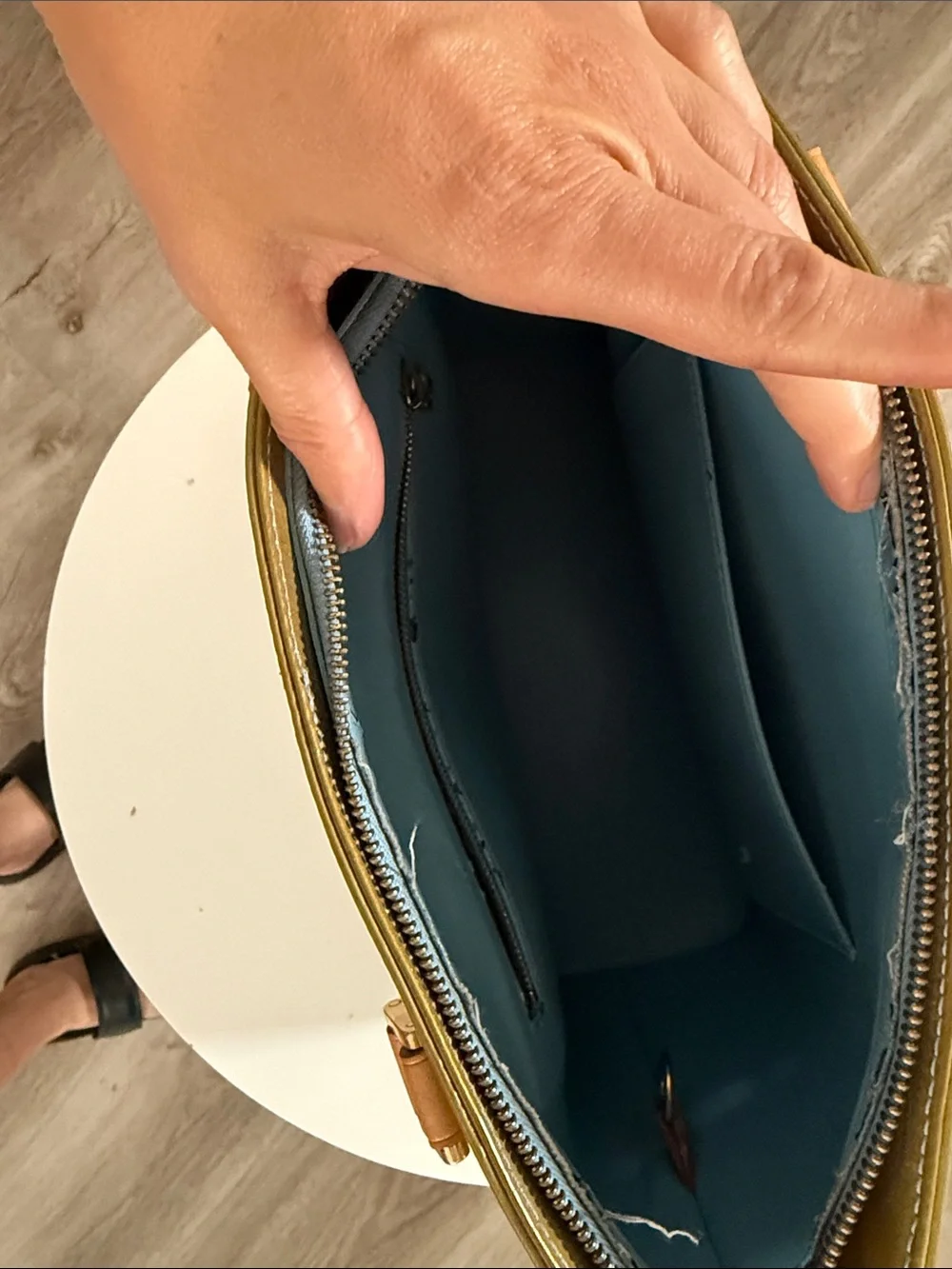 Louis Vuitton Olive Green Vernis Monogram Patent Shoulder Bag with Tan Straps